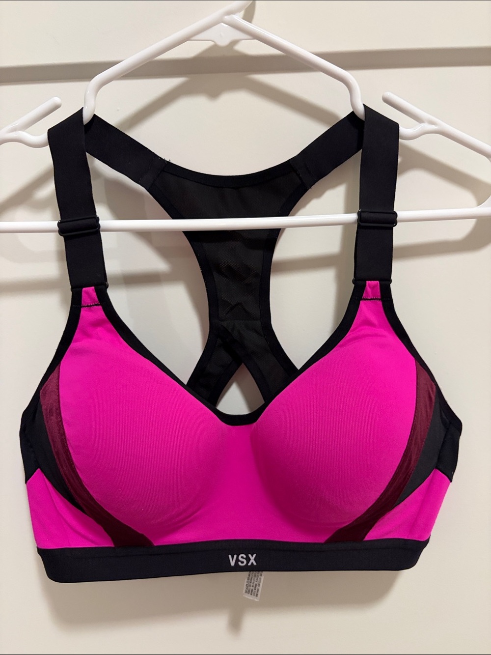 VSX Racerback High-Impact Sports Bra in Hot Pink & Black